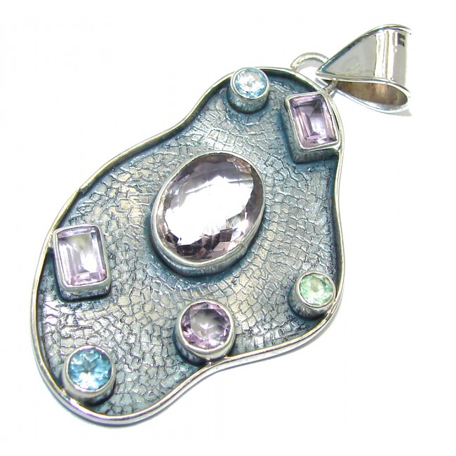 Great Style Amethyst Oxidized Sterling Silver Pendant