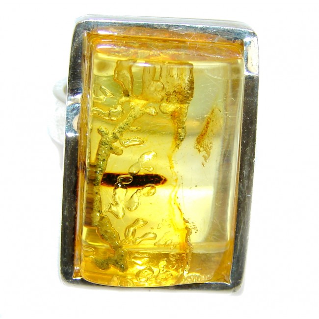Chunky Genuine Polish Amber Gold plated Sterling Silver Ring s. 7 1/4
