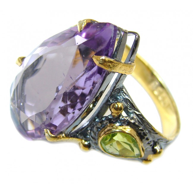 Sublime AAA Amethyst Gold Rhodium plated over Sterling Silver Ring size 9