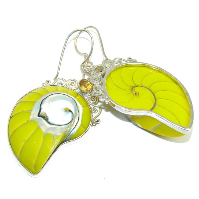Lovely Yellow Ocean Shell Sterling Silver earrings