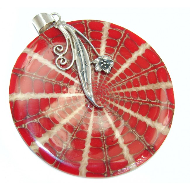 Big Fashion Red Shell Sterling Silver Pendant