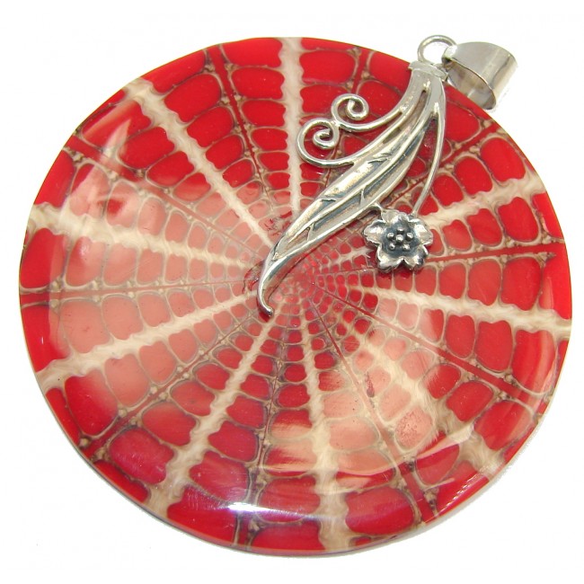 Big Fashion Red Shell Sterling Silver Pendant