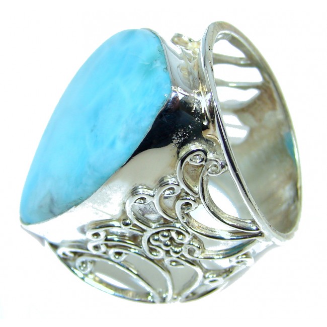 Sublime quality Blue Larimar Sterling Silver Ring size 10