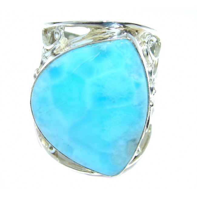Sublime quality Blue Larimar Sterling Silver Ring size 10