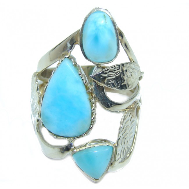 Sublime quality Blue Larimar Sterling Silver Ring size 11
