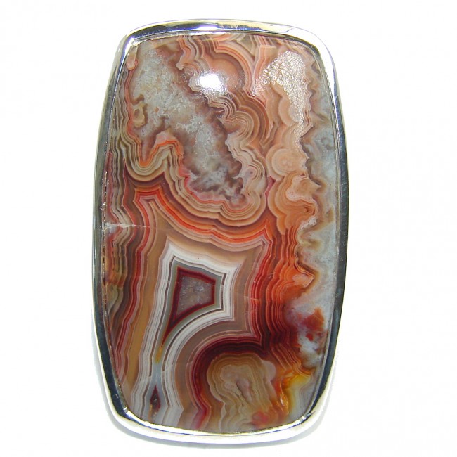 Huge AAA + Crazy Lace Agate Sterling Silver ring s. 8