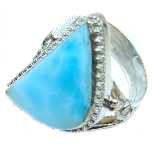 Sublime quality Blue Larimar Sterling Silver Ring size 9 1/4