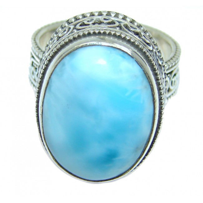 Sublime quality Blue Larimar Sterling Silver Ring size 9