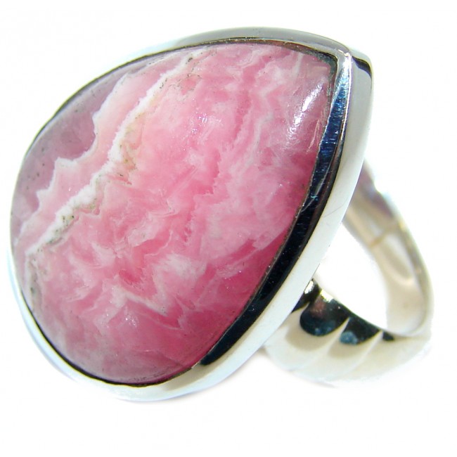 Great quality Pink Rhodochrosite Sterling Silver Ring s. 8