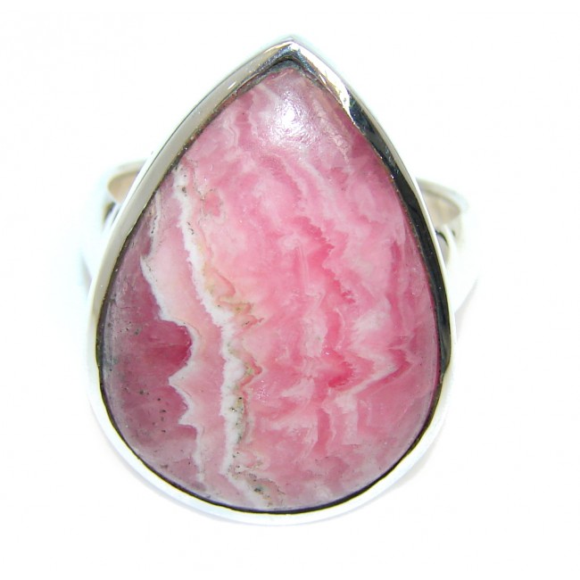 Great quality Pink Rhodochrosite Sterling Silver Ring s. 8