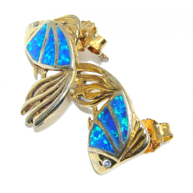 Exclusive Japanese Fire Opal Gold Plated Sterling Silver earrings