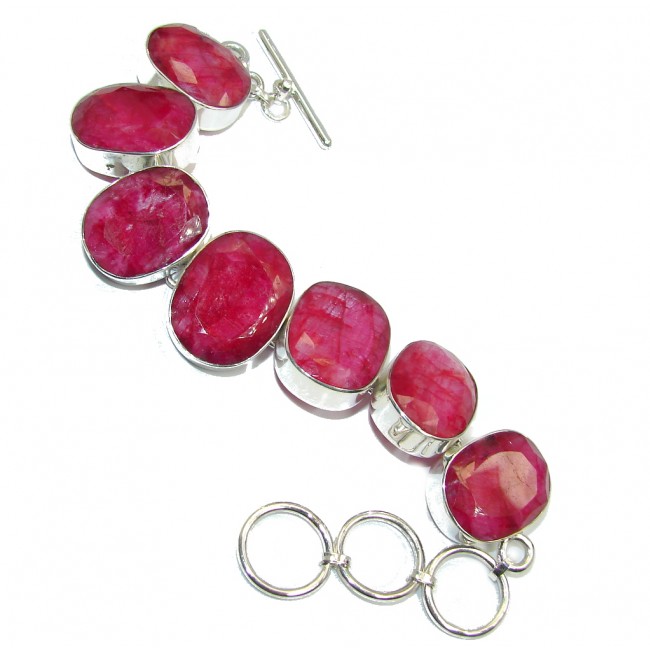 Sublime Red Passion Kashmire Ruby Sterling Silver Bracelet