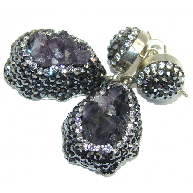 Perfect Design Purple Amethyst Sterling Silver earrings