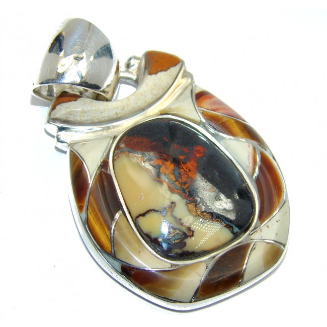 Beautiful Huge AAA+ Australian Koroit Opal Sterling Silver Pendant