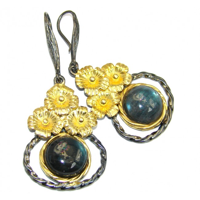 Fashion Beauty AAA Labradorite Gold Rhodium Plated Sterling Silver earrings