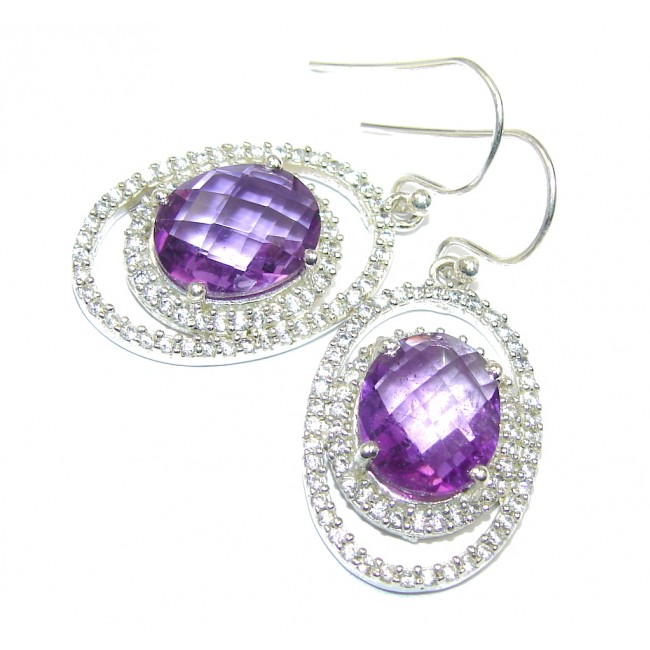 Perfect Purple Amethyst Whiet Topaz Sterling Silver earrings