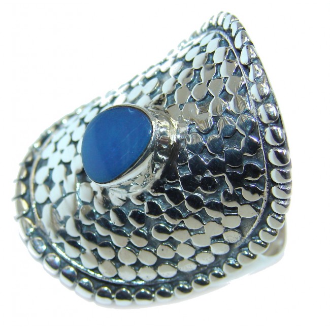 Fabulous Blue Fire Opal Sterling Silver ring s. 9