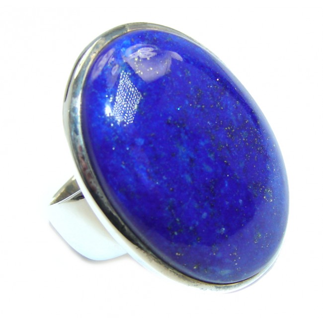 Perfect AAA Blue Lapis Lazuli Sterling Silver Ring size 9