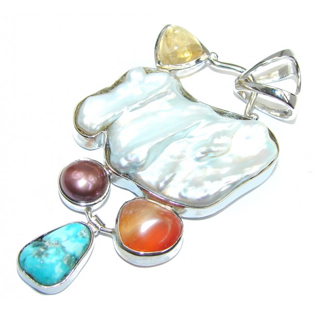 Perfect White Mother of Pearl Sterling Silver pendant