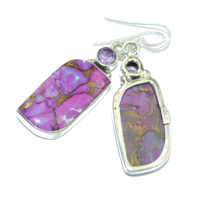 Perfect Purple Turquoise Sterling Silver earrings
