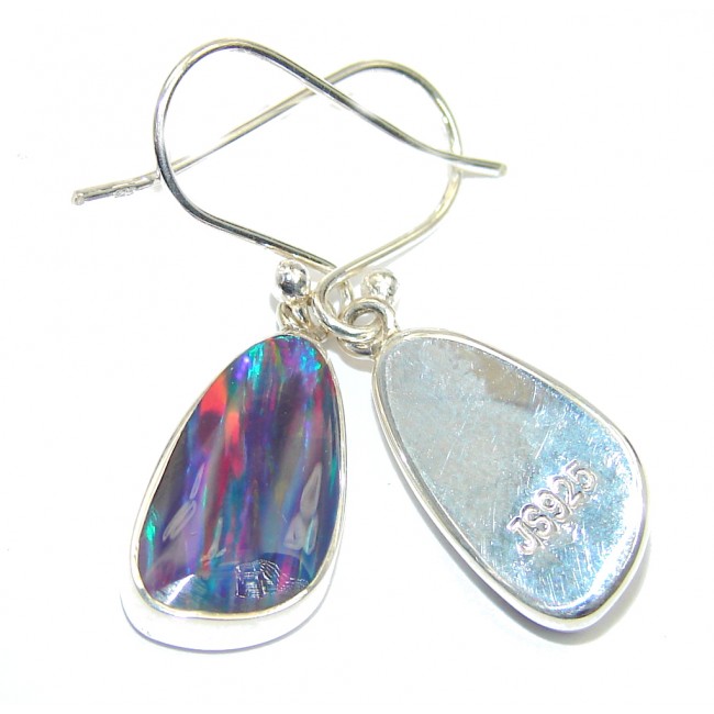 Ocean Blue Japanese Fire Opal Sterling Silver earrings
