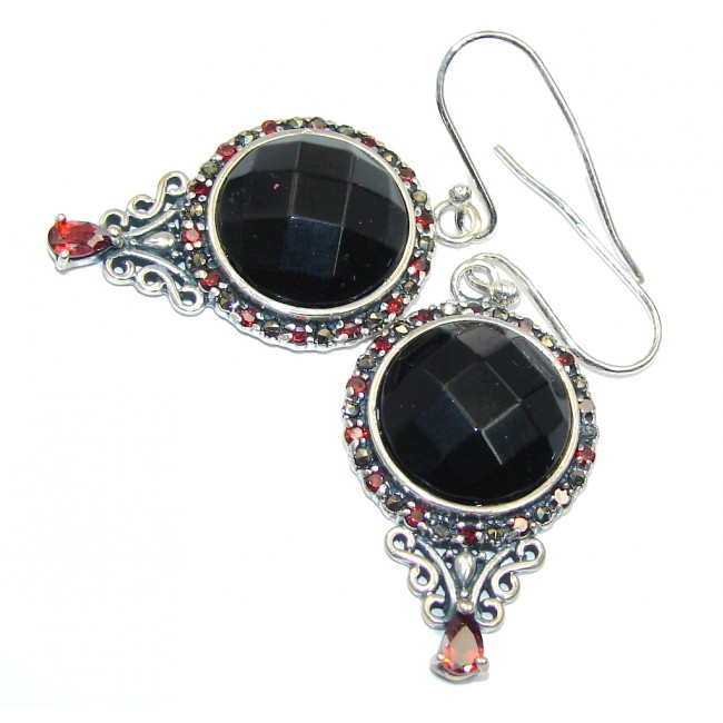 Just Perfect Black Onyx & Garnet Sterling Silver earrings