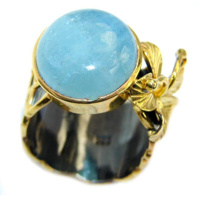 Passiom Fruit Aquamarine Gold Rhodium Plated Sterling Silver Ring s. 7