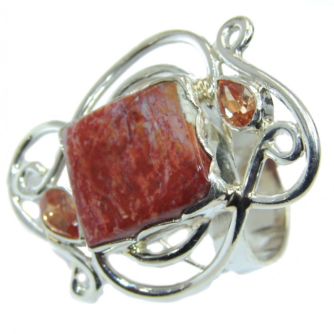 Vintage Style Perfect Red Jasper Sterling Silver Ring s. 9