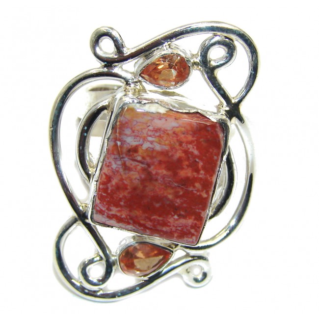 Vintage Style Perfect Red Jasper Sterling Silver Ring s. 9
