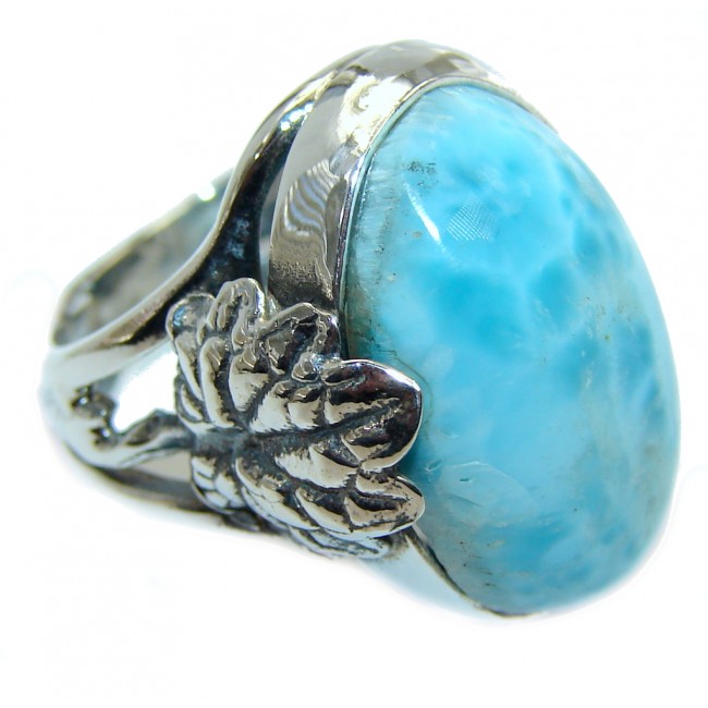 Sublime quality AAA Blue Larimar Sterling Silver Cocktail Ring size adjustable
