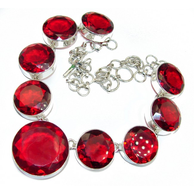 Large True Passion Red Quartz Sterling Silver necklace