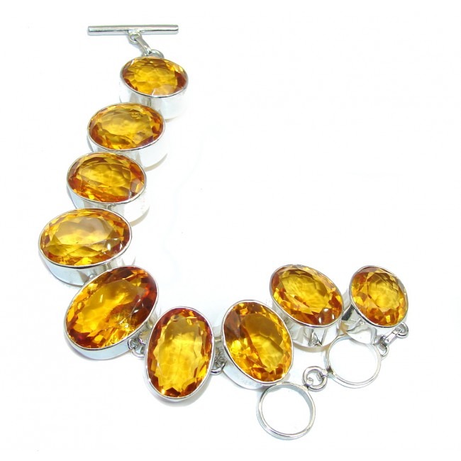 Gorgeous Designs Golden Quartz Sterling Silver Bracelet