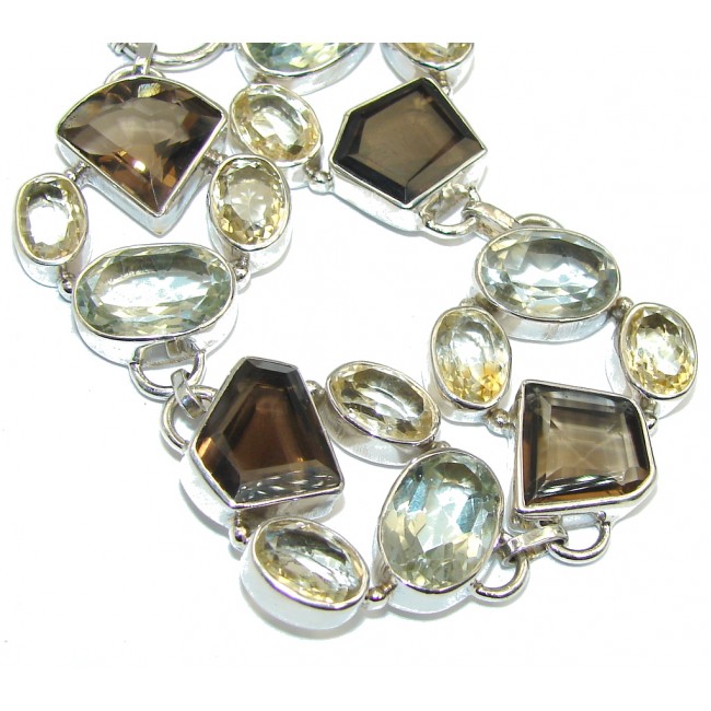 Aura Of Beauty Genuine Multigem Sterling Silver Bracelet