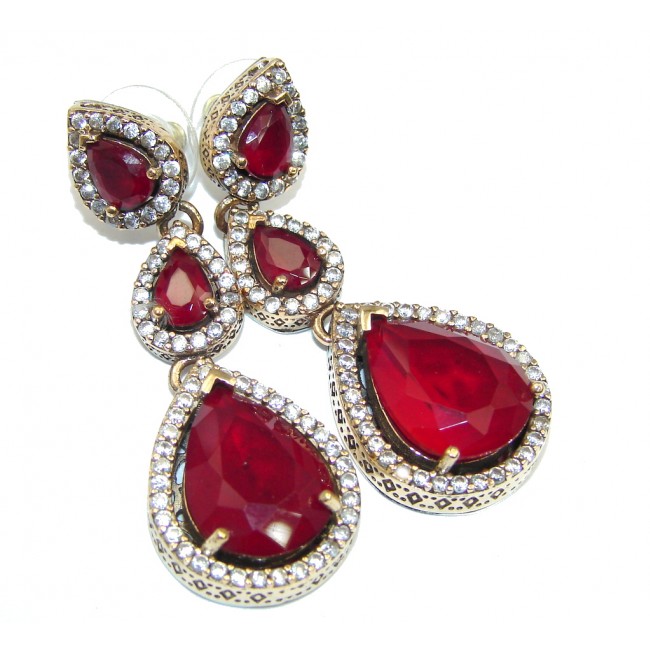 Great Victorian Style created Ruby Sterling Silver earrings