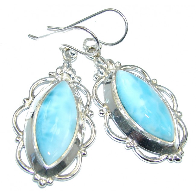 Caribbean Beauty AAA Blue Larimar d Sterling Silver earrings
