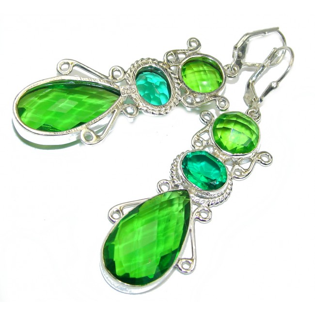 Perfect Shape Green Quartz Sterling Silver earrings