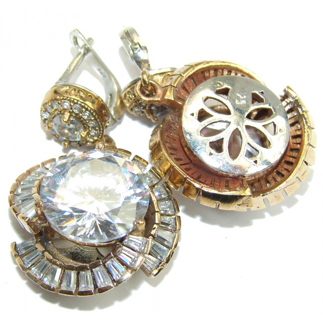 Victorian Style White Topaz copper plated over Sterling Silver earrings