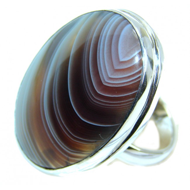 Genuine Botswana Agate Sterling Silver ring size adjustable