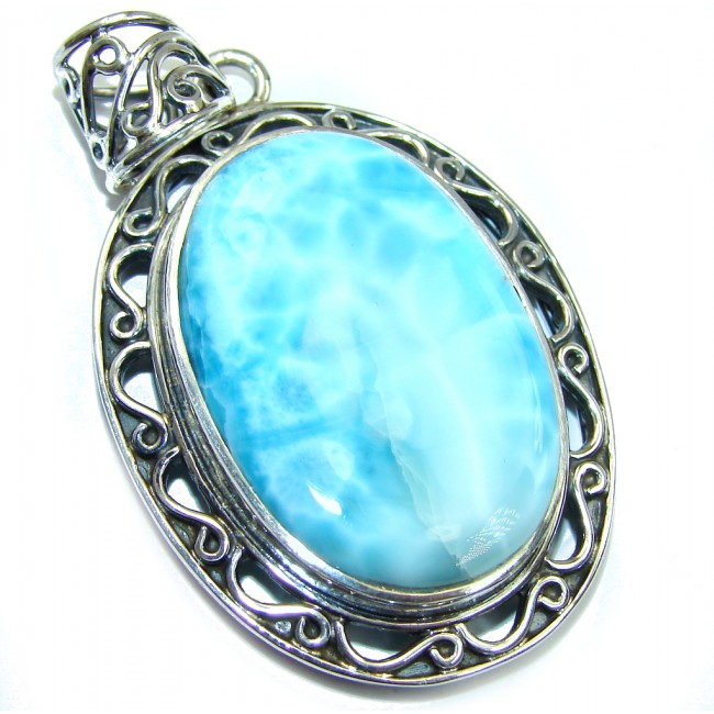 Nature's Treasure Genuine Blue Larimar Sterling Silver Pendant