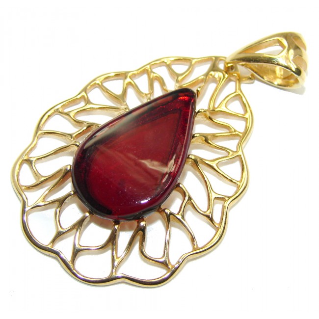 Genuine Polish Amber Gold plated over Sterling Silver Pendant