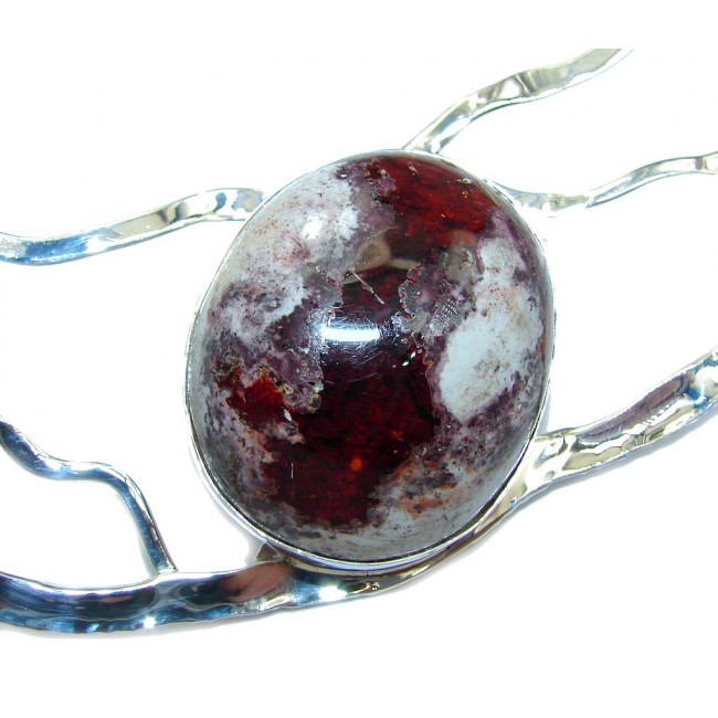 Natural Mexican Fire Opal Hammered Sterling Silver necklace