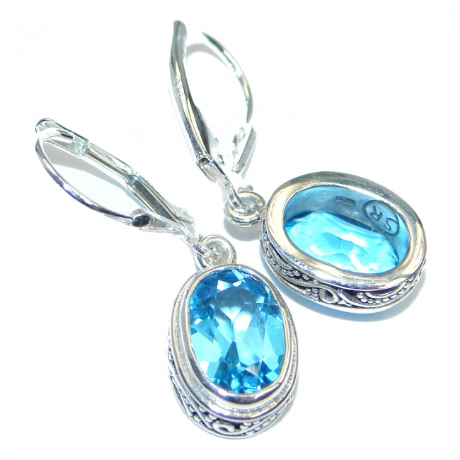 Sublime Swiss Blue Topaz Indonesia made Sterling Silver earrings