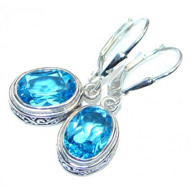 Sublime Swiss Blue Topaz Indonesia made Sterling Silver earrings