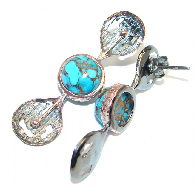 Turquoise Rose Gold Rhodium plated over Sterling Silver earrings