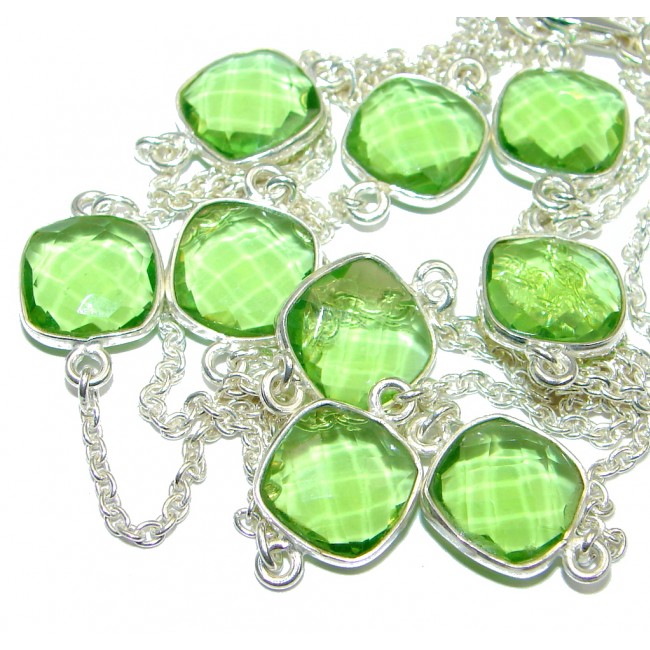 36 inches created Peridot Sterling Silver Necklace
