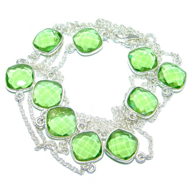 36 inches created Peridot Sterling Silver Necklace
