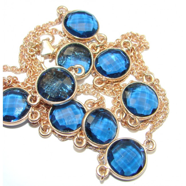 36 inches created London Blue Topaz Gold over Sterling Silver Necklace