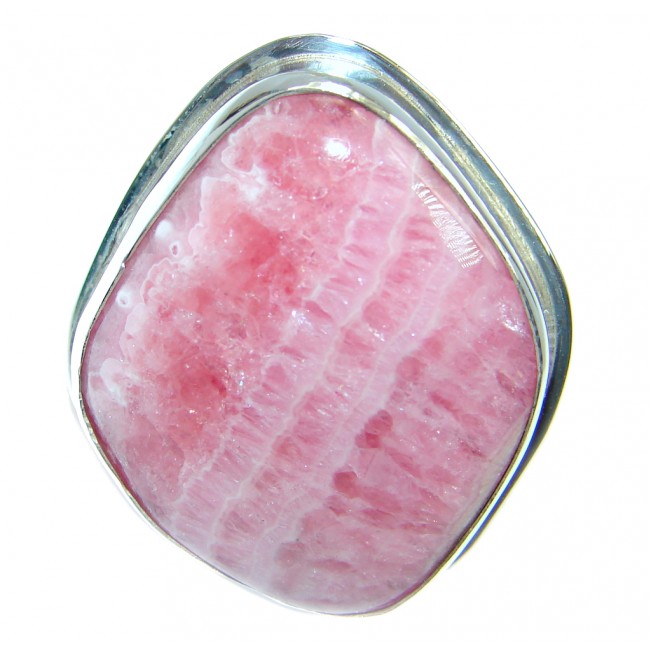 Great quality Pink Rhodochrosite Sterling Silver Ring size 9 1/4