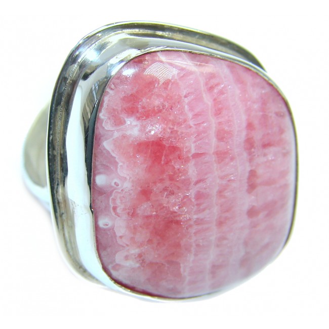 Great quality Pink Rhodochrosite Sterling Silver Ring size 9 1/4