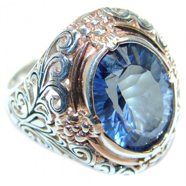 created Tanzanite Rose Gold plated Sterling Silver Ring s. 8